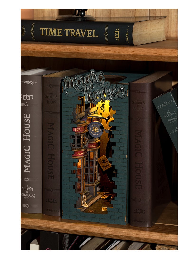 Robotime Rolife Magic House DIY Book Nook Shelf Insert TGB03, Assembly Brain Teaser 3D Wooden Puzzle DIY Build Model Crafts Kits, Unique Home Decor Birthday Gifts for Teens or Adults - Image 5