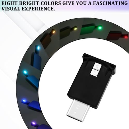 QQWD USB Type-C LED Ambient Light, 8 Colors RGB Dynamic Atmosphere Lamp LED Lights for Car Interior Decor USB Night, Adjustable Bright Plug-in Mini Lighting Kit for Cars/Home/Office/Laptop Decoration - Image 3