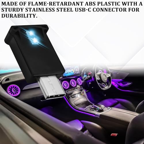 QQWD USB Type-C LED Ambient Light, 8 Colors RGB Dynamic Atmosphere Lamp LED Lights for Car Interior Decor USB Night, Adjustable Bright Plug-in Mini Lighting Kit for Cars/Home/Office/Laptop Decoration - Image 4