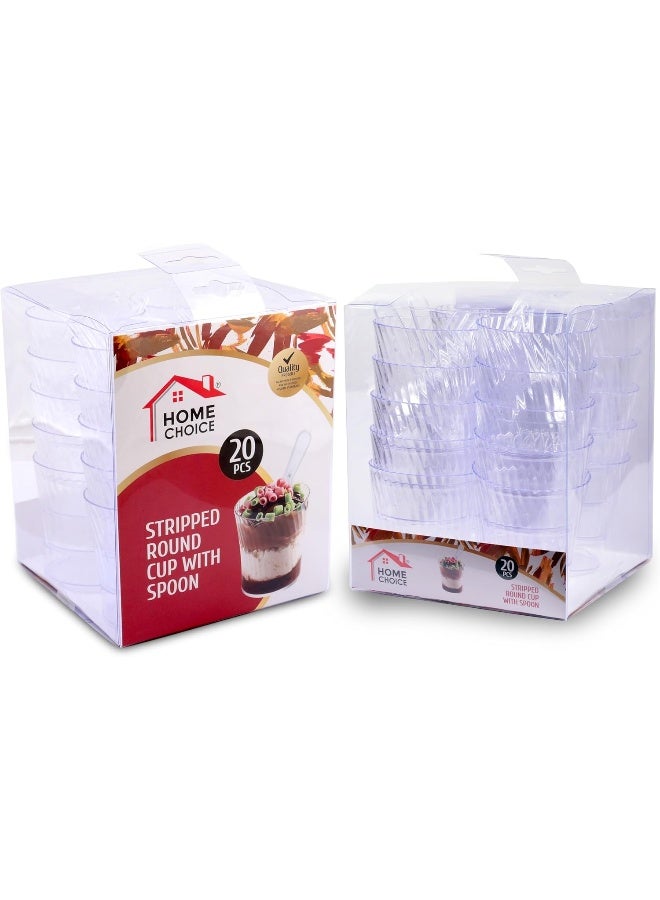 HOME CHOICE 20-Pieces, Disposable Striped Round Cup with Spoon  - Image 2