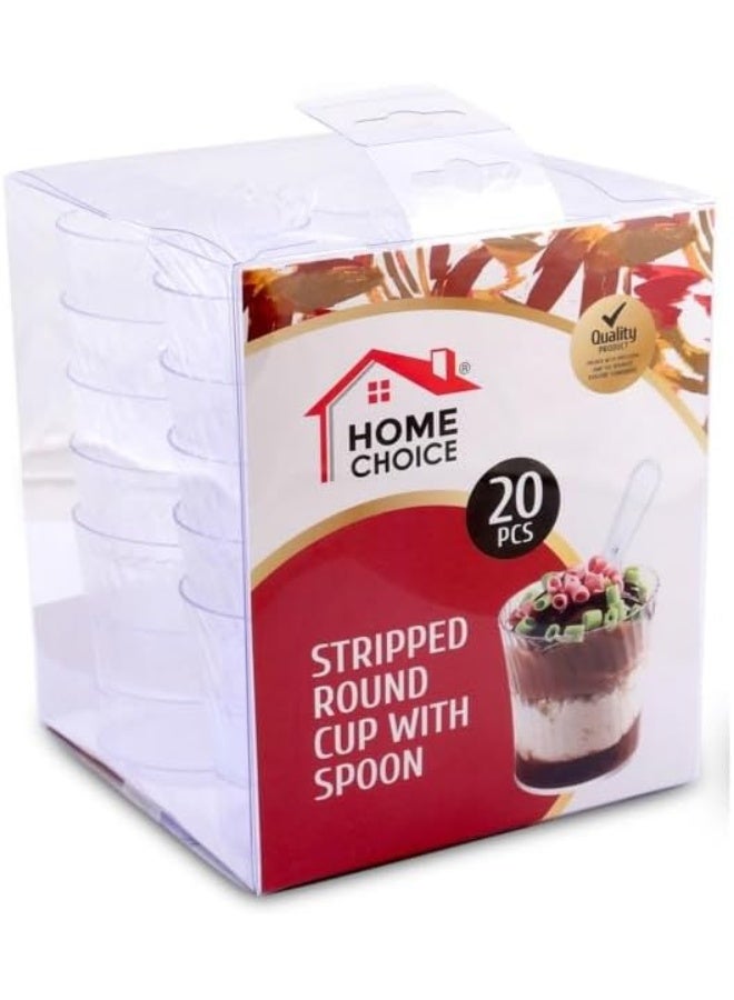 HOME CHOICE 20-Pieces, Disposable Striped Round Cup with Spoon  - Image 1