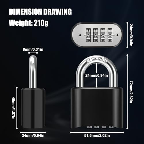 Diyife Outdoor Combination Padlock, [Design of Hidden Password] Weatherproof Resettable Combination Padlock, High Security for Sheds Fence, Locker, Home, School, Garage, Garden, Gate Hasps - Image 2