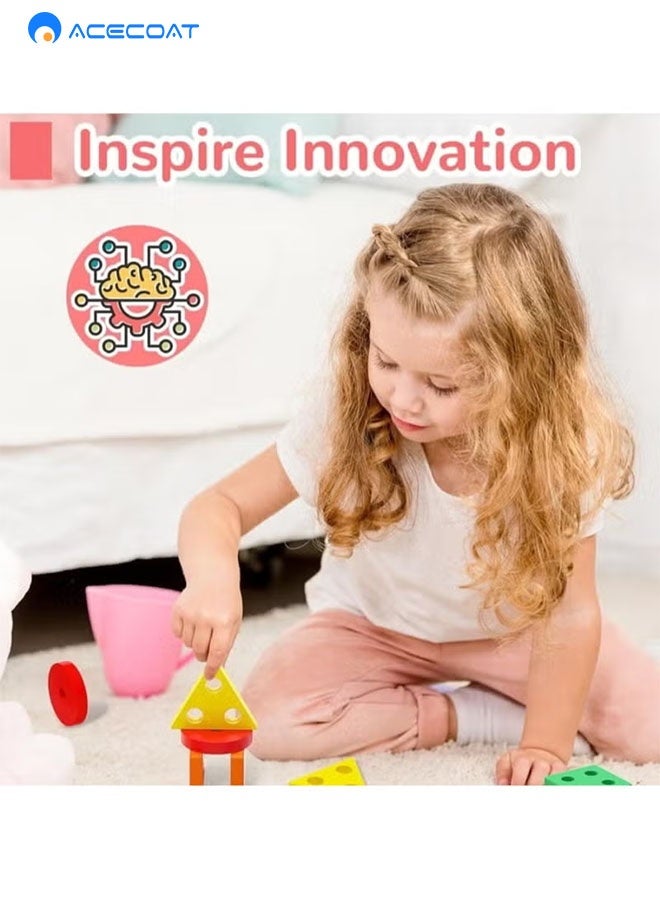 ACECOAT Montessori Sorting Stacking Toy for 1 2 3 Year Old Boy Girl, Toys for Ages 2-4 Toddlers Kids Baby, 1 2 Year Old Birthday Gifts, Wooden Learning Puzzles Shape Sorter Toy for Toddlers Educational Toys, Color Recognition Stacker Shape Sorter, Sorter toy,Learning Puzzles Gift - Image 3