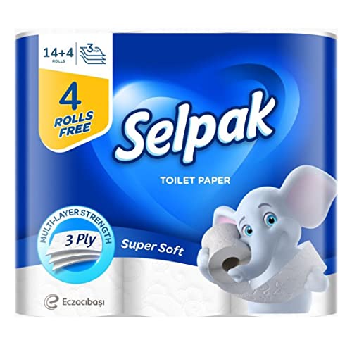 Selpak Super Soft Toilet Paper - 140 Sheets x 3 Ply, Pack of 14+4 Rolls | Cushiony soft Selpak Toilet Paper is perfect for your family's personal hygiene and health - Image 1