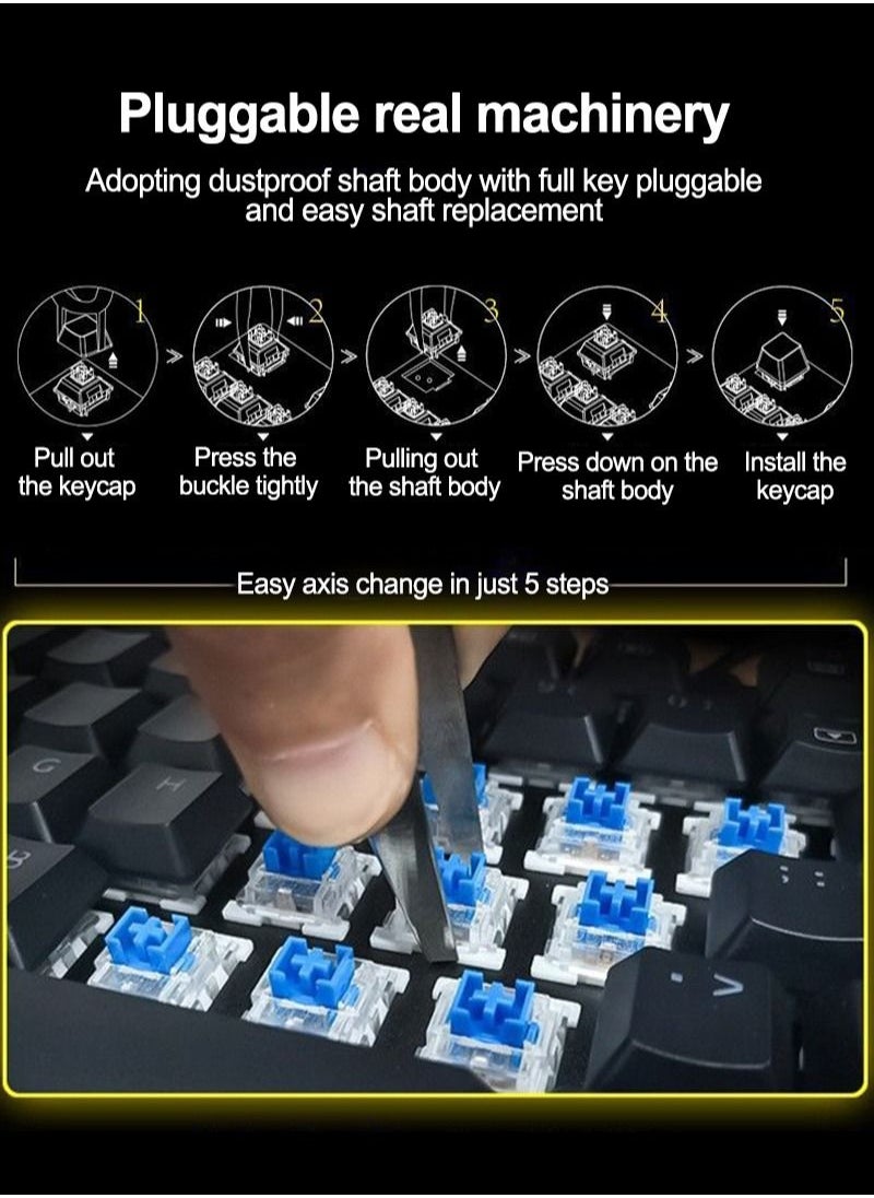 إي-يوسو Z-727 RGB لوحة مفاتيح الألعاب الميكانيكية أسود-أزرق التبديل مع مجموعة الماوس RGB Gaimg  - Image 4