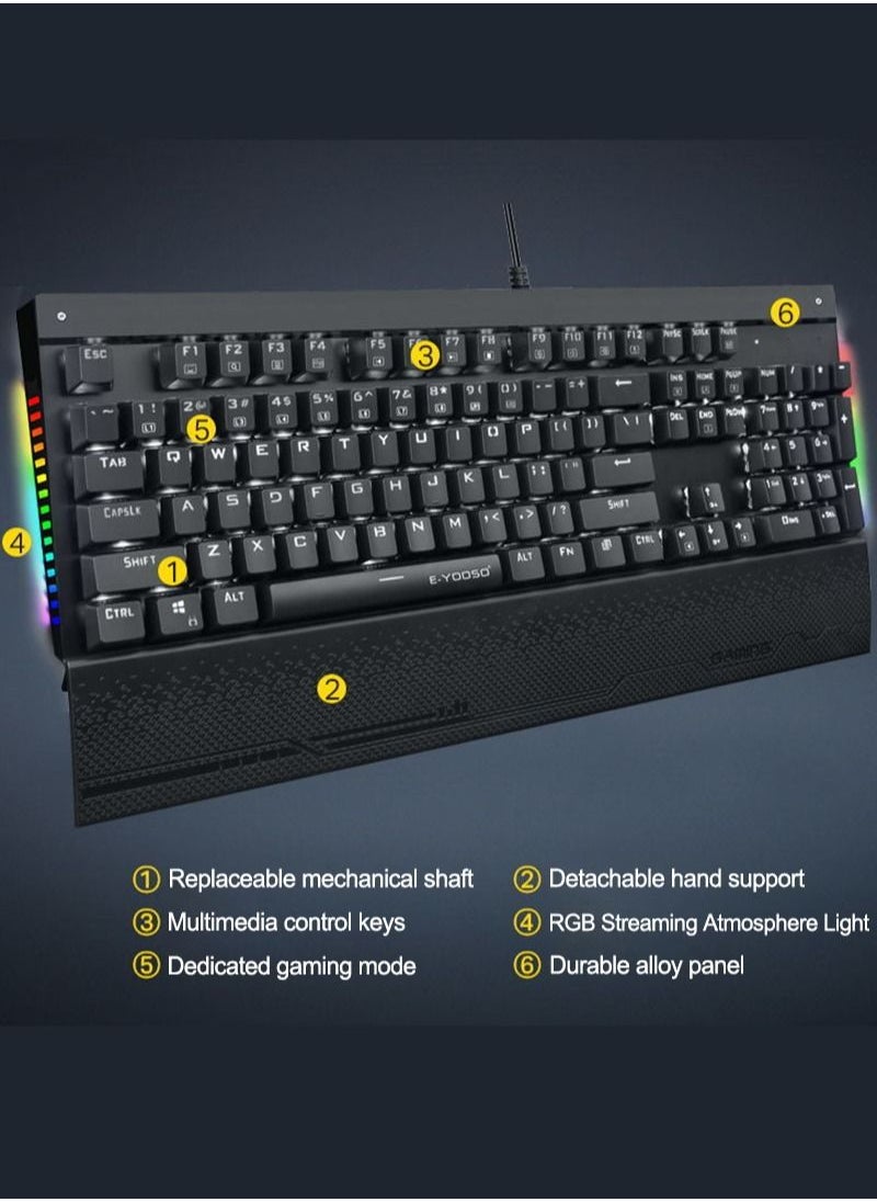 إي-يوسو Z-727 RGB لوحة مفاتيح الألعاب الميكانيكية أسود-أزرق التبديل مع مجموعة الماوس RGB Gaimg  - Image 2