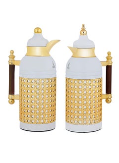 Alsaif Gallery Sarah pearl thermos set with dark wooden handle and gold, 2 pieces 