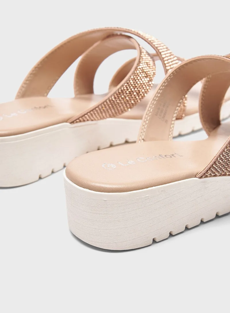 Le Confort Multi Strap Wedge Sandals