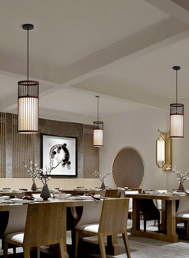 أوسو ثريا عصرية إبداعية مصنوعة يدويًا من الخوص، بتصميم أسطواني معلق، تُضفي لمسة ريفية أنيقة على ديكور المنزل الريفي، مثالية لجزيرة المطبخ، غرفة الطعام، المقهى، الردهة، أو المطعم. - Image 3