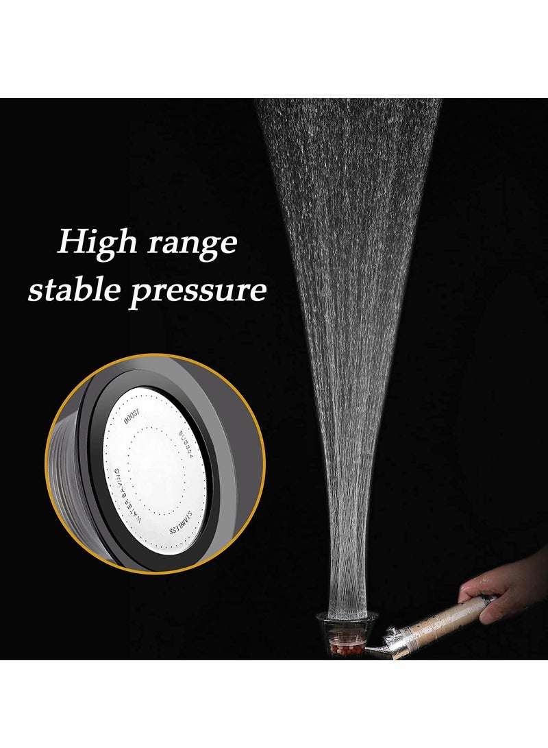Hand Shower, High Pressure Shower Shower Head with ON/OFF Switch Filtered Water Saving Sprinkler for Dry Skin and Hair Only Shower Head Clear Black Silver - Image 3