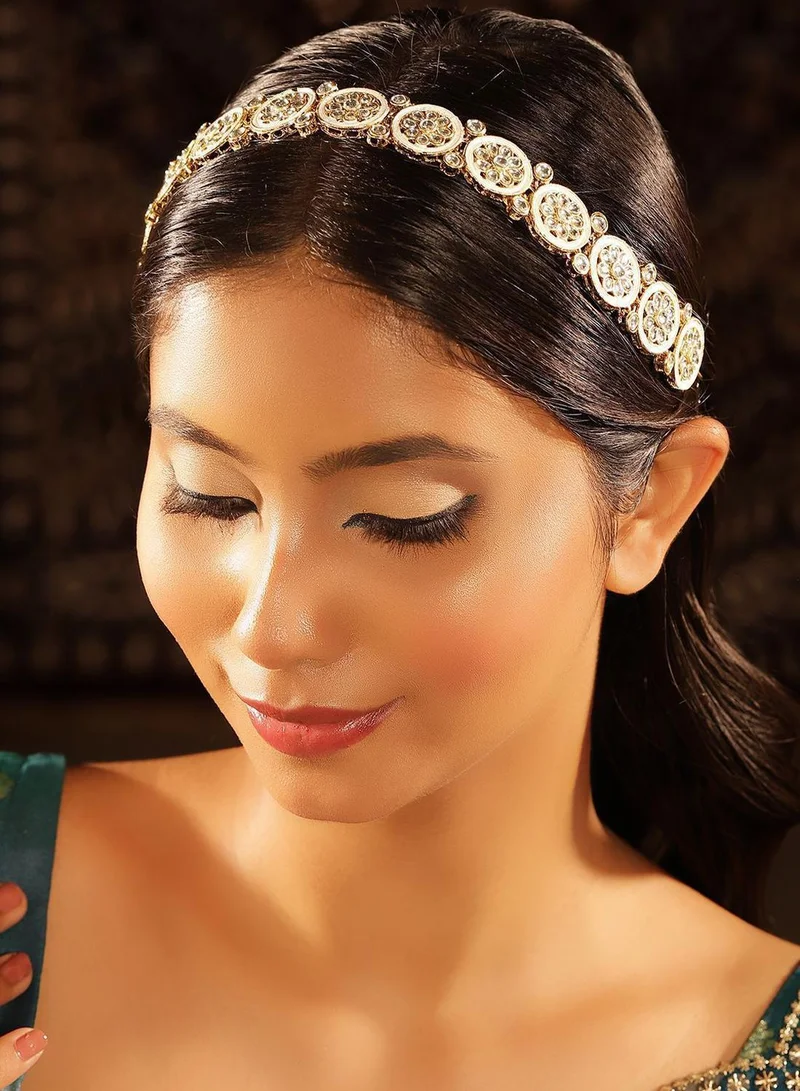 Priyaasi Geometric Elegance Kundan Studded Matha Patti