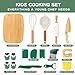 Busy edition 17 PCS Kids Knife Set for Real Cooking Montessori Kitchen Tools for Toddlers Cooking and Baking Set for Kids Little Chefs Crinkle Cutter Cutting Board Safe Knife - Image 4
