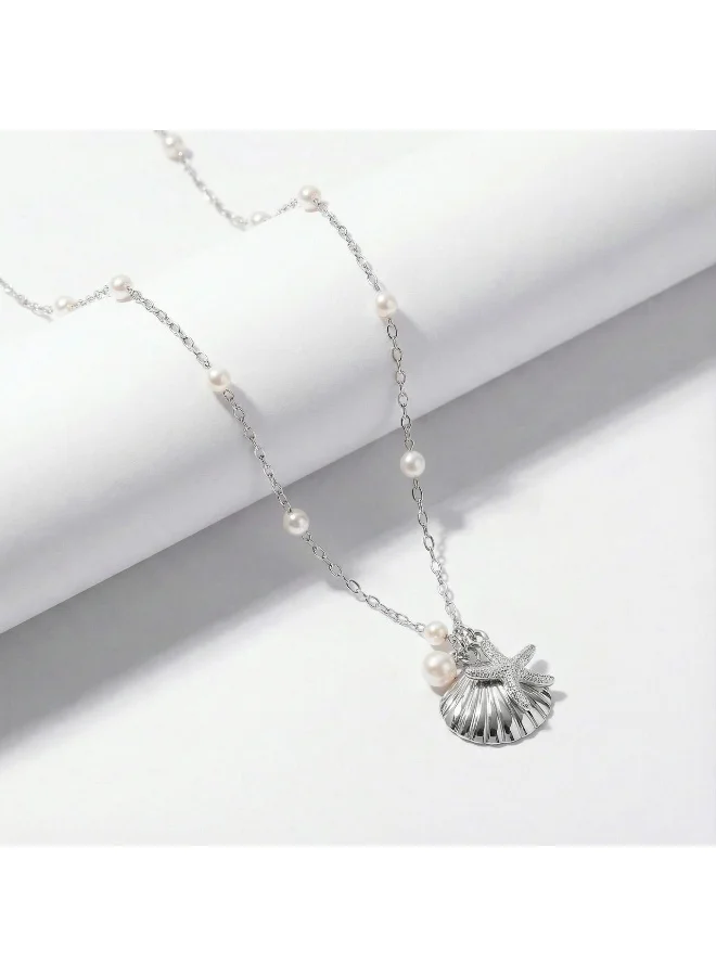 Palmonas  Ocean Muse Seashell & Starfish Charm Necklace For Women - Waterproof & Anti-Tarnish for Women | Best Price UAE