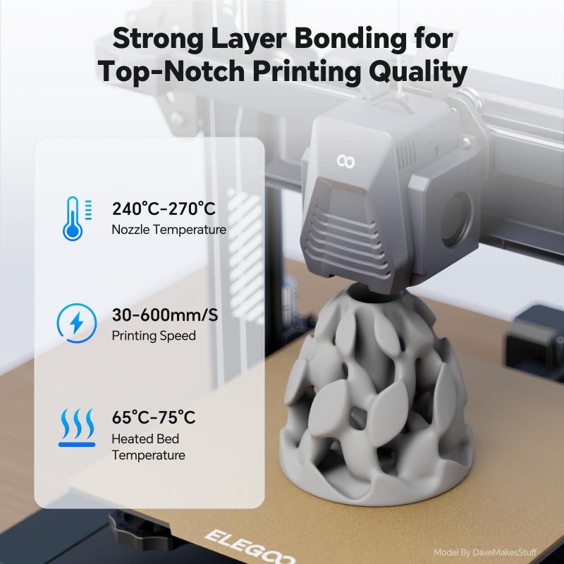 DEEPLEE Rapid PETG Filament 1.75mm, High Speed PETG 3D Printer Filament Up to 600 mm/s, Dimensional Accuracy +/- 0.02 mm, Fits for Most FDM 3D Printers, 1kg Black - Image 5