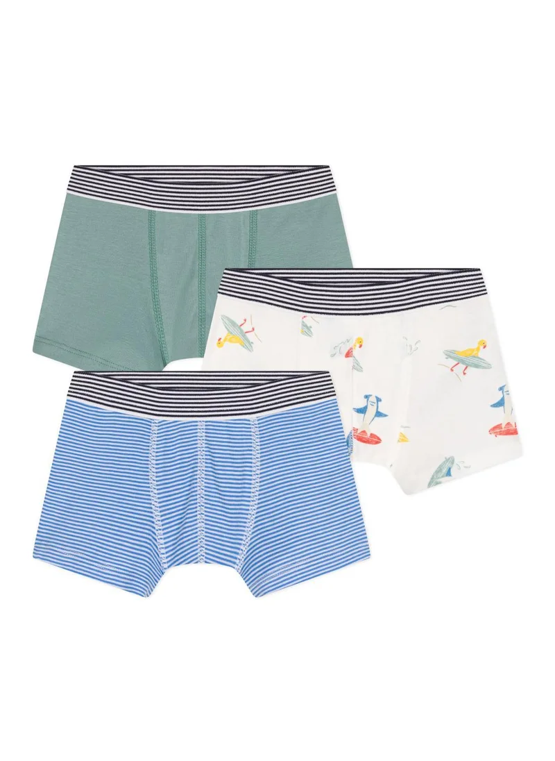 بيتي باتو Set of 3 printed cotton boxers with surfers