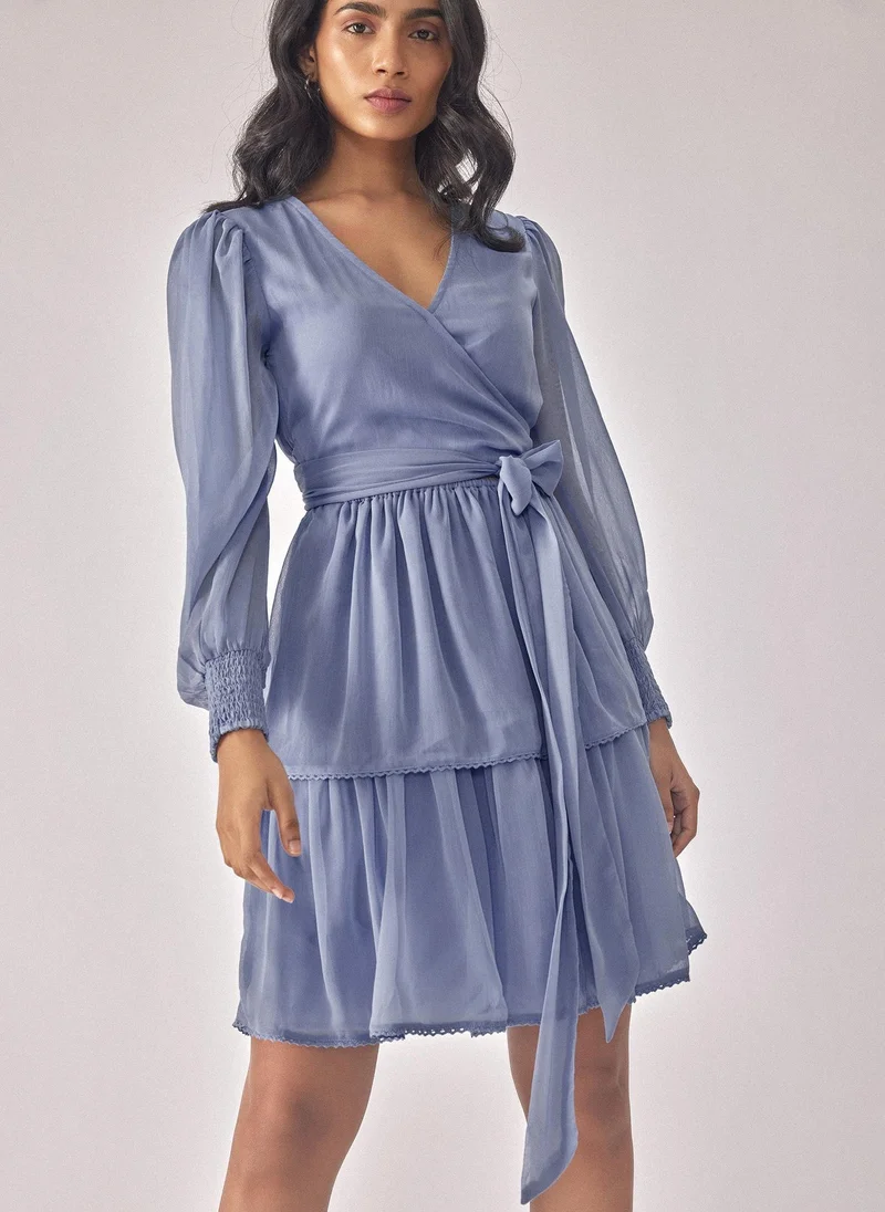 ذا ليبل لايف Powder Blue Tiered Dress – Chic & Flowy