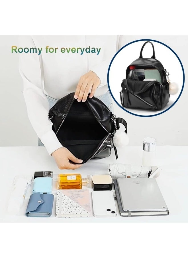 Generic Women's Cute Small Backpack, Ladies PU Leather Shoulder Bag,Large-Capacity Campus School Bag/Back Bag/Carrying Bag/Crossbody Bag/Sling Bag/Side Bag for Girls and College Students  - Image 5