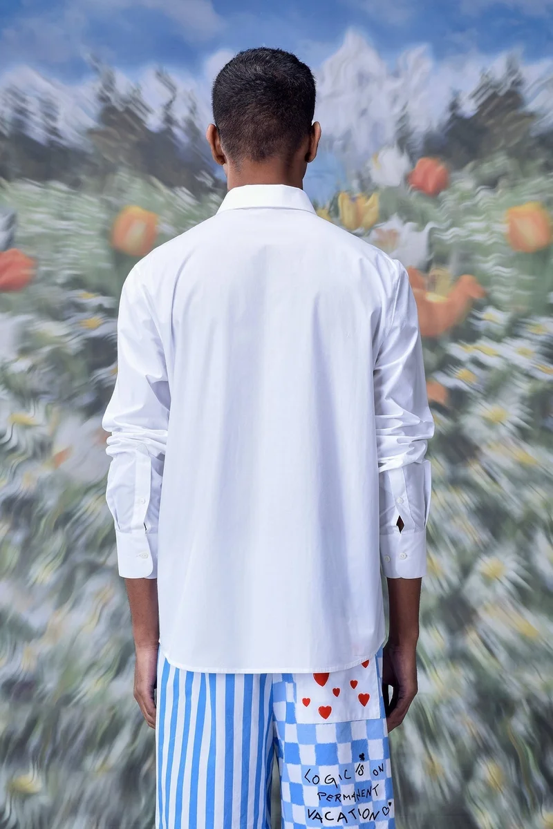 Genes Lecoanet Hemant  Cotton Poplin Regular Fit Shirt- White for Men | Best Price UAE