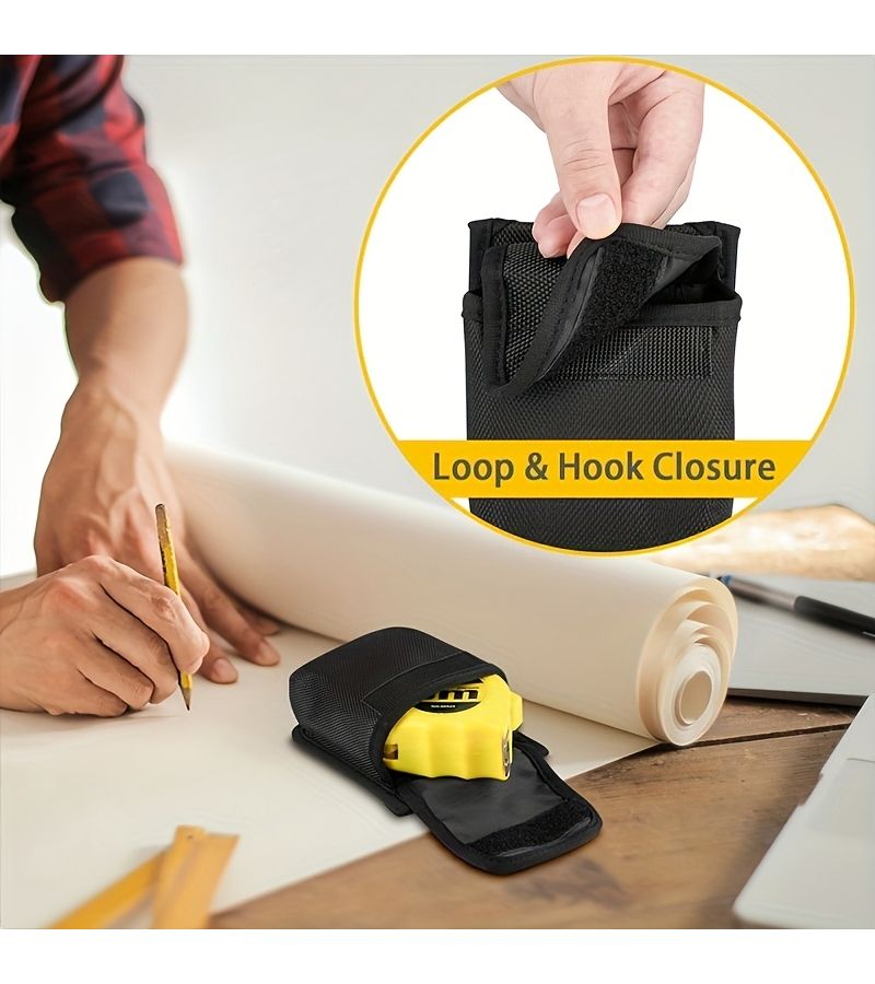 2pcs Portable Measuring Tape Bag Fabric Belt Clip For Tools Storage - Image 4
