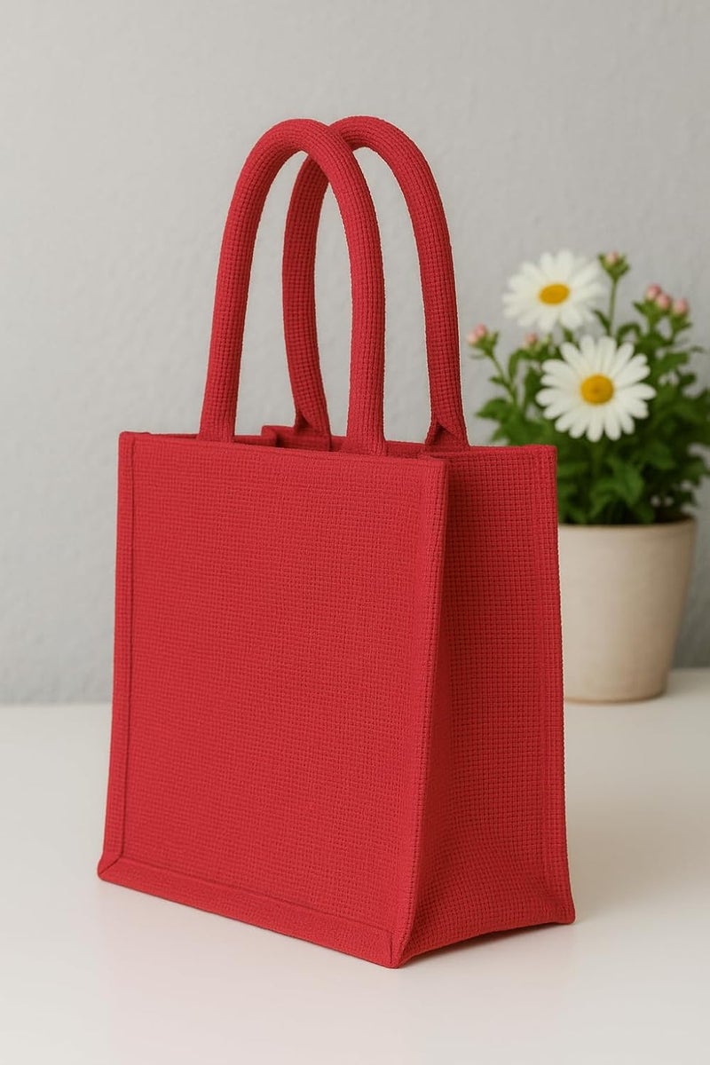 JUNERUSH Jute Bags for Women/Men | Durable Eco-friendly Jute bags for lunch box, grocery shopping, Return Gifts | Lunch Bag for Office Tiffin | Multipurpose Jute bags with Zip (12 Inch) - Image 3