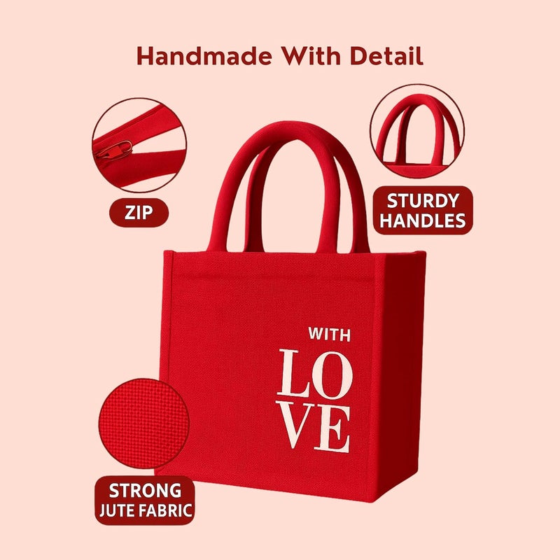 JUNERUSH Jute Bags for Women/Men | Durable Eco-friendly Jute bags for lunch box, grocery shopping, Return Gifts | Lunch Bag for Office Tiffin | Multipurpose Jute bags with Zip (12 Inch) - Image 5