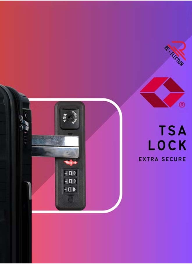 REFLECTION 20 Inches Classy PP Hard Luggage, Trolley Bag with 4 Spinner Wheels and TSA Lock, Black, 53 cm