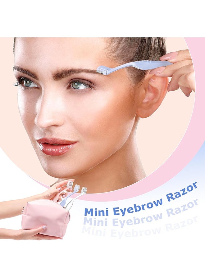 MXN 6 Pcs Eyebrow Razor Mini Eyebrow Razor Trimmer Female Face Shaver Lip Hair Remover with Precision Cover Small Shaver for Women Makeup Face Care Tools (Clear, Clear Purple, Light Blue) - Image 4