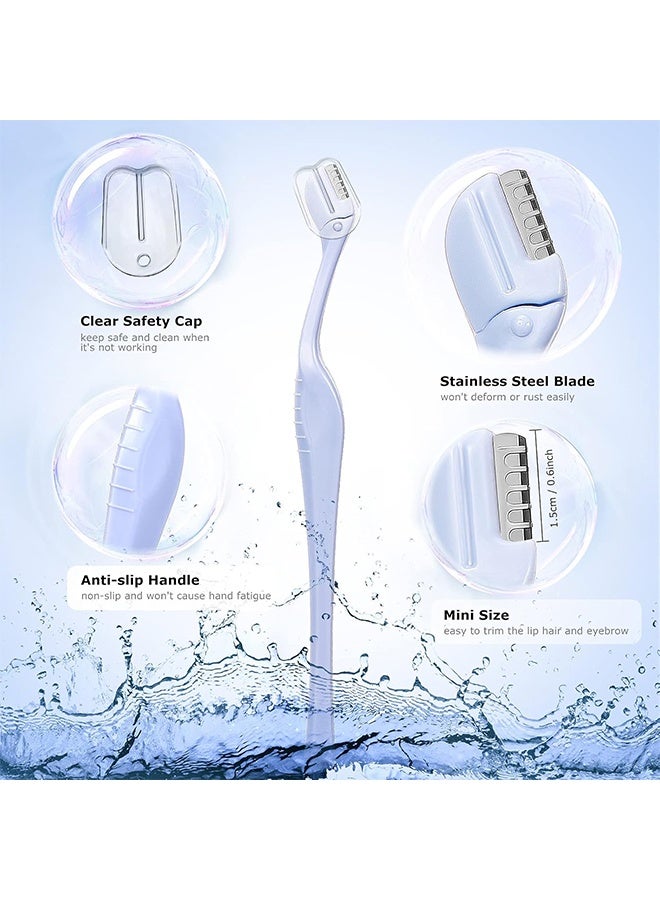 MXN 6 Pcs Eyebrow Razor Mini Eyebrow Razor Trimmer Female Face Shaver Lip Hair Remover with Precision Cover Small Shaver for Women Makeup Face Care Tools (Clear, Clear Purple, Light Blue) - Image 3