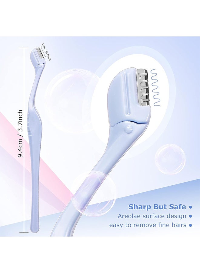 MXN 6 Pcs Eyebrow Razor Mini Eyebrow Razor Trimmer Female Face Shaver Lip Hair Remover with Precision Cover Small Shaver for Women Makeup Face Care Tools (Clear, Clear Purple, Light Blue) - Image 2