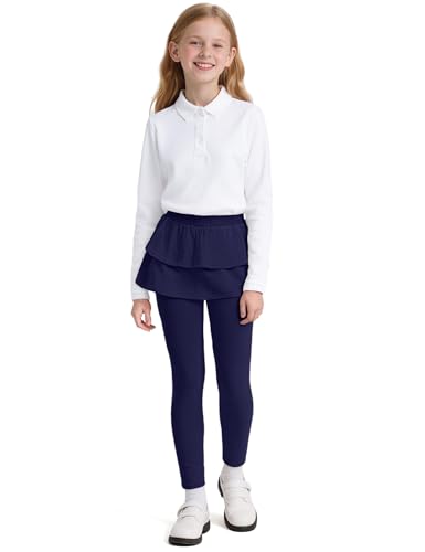 Auranso Girls Leggings with Skirt Kids Clothes Ruffle Tutu Pants Navy 4-5T - Image 2
