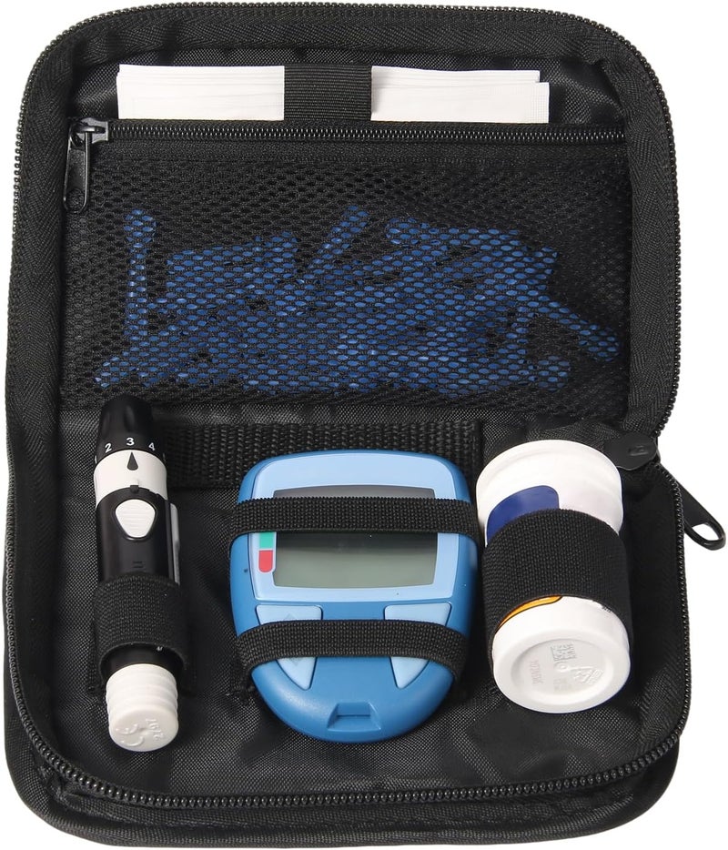 GENCAM Diabetes Supply Case Diabetic Organizer For Test Strips With Mesh Pocket Portable Diabetes Testing Kit bag Travel Blood Glucose Meter Glucometer Storage Bag Glucose Monitor Case - Image 1