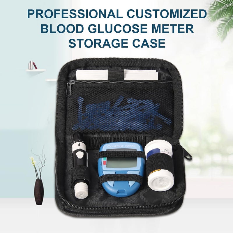 GENCAM Diabetes Supply Case Diabetic Organizer For Test Strips With Mesh Pocket Portable Diabetes Testing Kit bag Travel Blood Glucose Meter Glucometer Storage Bag Glucose Monitor Case - Image 4