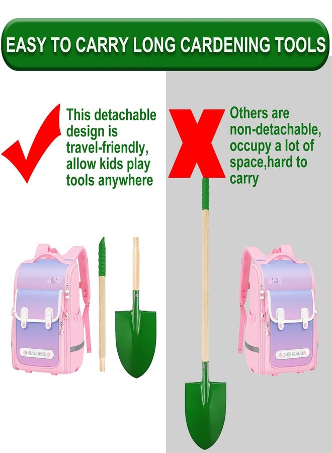 Azefun Kids Gardening Tool Set,6 pcs Detachable Toddler Gardening Tools with Shovel,Rake,Hoe and Rake for Outdoor Summer Yard Lawn Beach,Christmas Birthday Gifts for Age 3,4,5 Year (Green Shovel) - Image 4