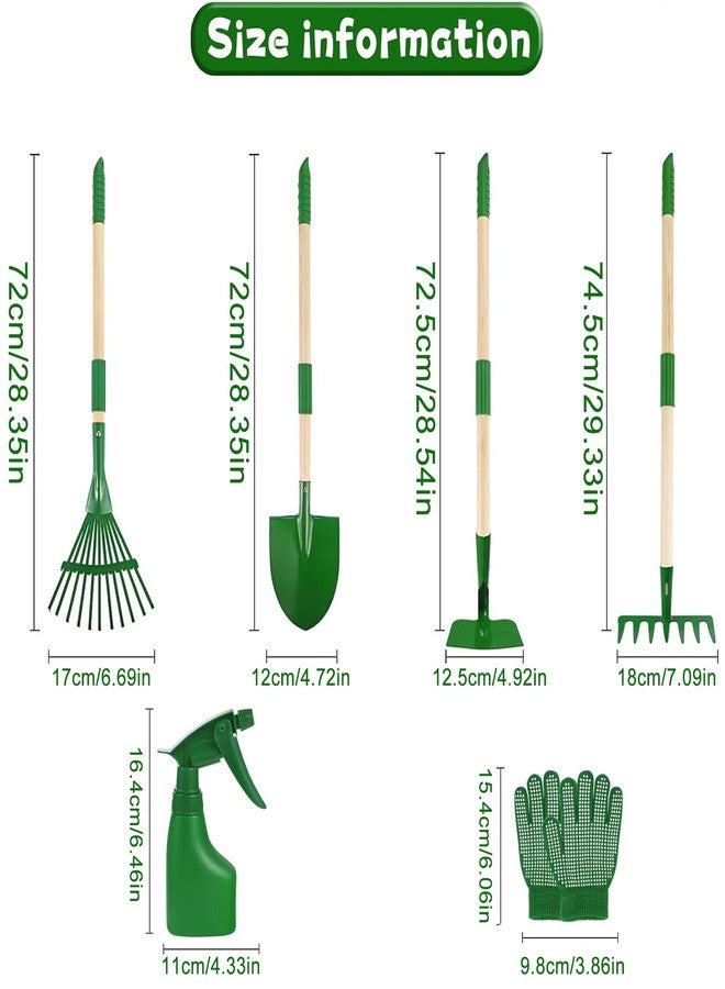 Azefun Kids Gardening Tool Set,6 pcs Detachable Toddler Gardening Tools with Shovel,Rake,Hoe and Rake for Outdoor Summer Yard Lawn Beach,Christmas Birthday Gifts for Age 3,4,5 Year (Green Shovel) - Image 2