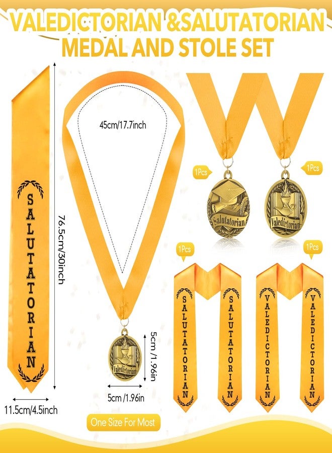 Funnysoft 4 Pack Graduation Stole Sash and Award Medal Set 2026 Valedictorian Salutatorian Graduation Stole and Award Medal with Gold Grossgrain Ribbon for Students - Image 2