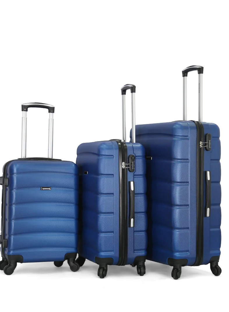 جيوردانو 3-Piece ABS Hardside Spinner Iron Rod Luggage Trolley Set With TSA Lock 20/24/28 Inch Blue