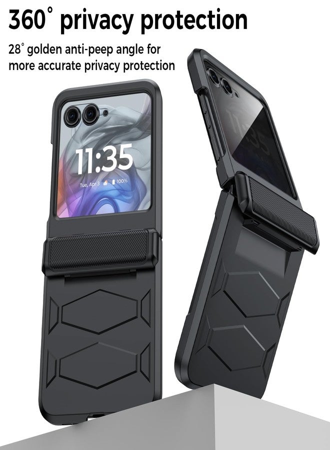 جراب GooseBox لهاتف Motorola Razr 2025، واقي شاشة مدمج للخصوصية وحماية المفصلة، ​​غطاء شامل مقاوم للصدمات لهاتف Motorola Razr 2025/Razr 2024 (أسود) - Image 3