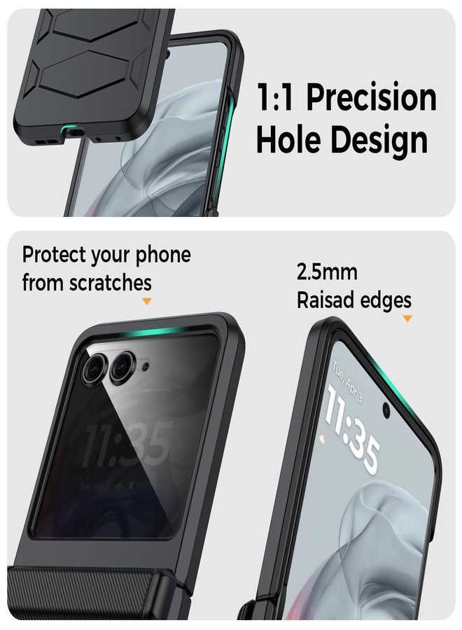 جراب GooseBox لهاتف Motorola Razr 2025، واقي شاشة مدمج للخصوصية وحماية المفصلة، ​​غطاء شامل مقاوم للصدمات لهاتف Motorola Razr 2025/Razr 2024 (أسود) - Image 4
