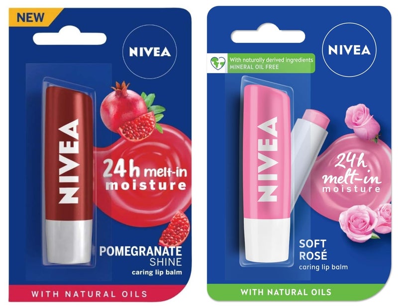NIVEA Lip Balm Soft Rose 48g And NIVEA Lip Balm Pomegranate Shine 48g