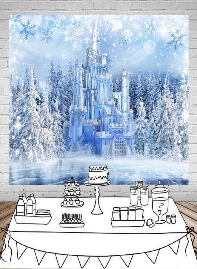 Mocsicka Winter Frozen Wonderland Backdrop Wonderland Party Decorations Crystal Ice Castle Photography Background for Kids Photo Studio Props - Image 2