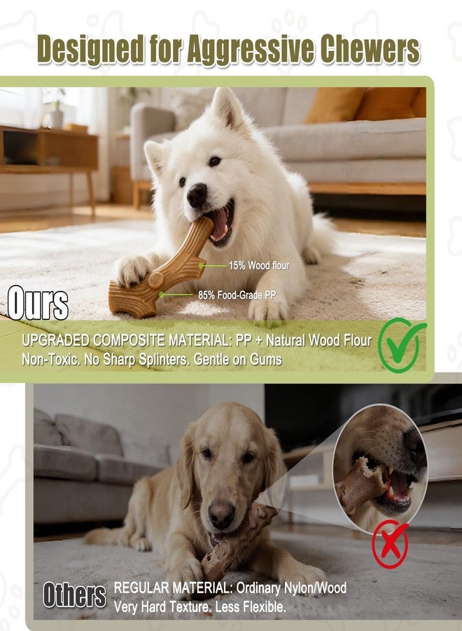 SCHITEC Large Dog Chew Toys for Aggressive Chewers, Durable Nylon + Wood Dog Chew Toy, Tough Dog Toy for Medium Large Dogs, Chicken Flavor Teething Chew Bone for 90-120lbs Dogs - Image 3