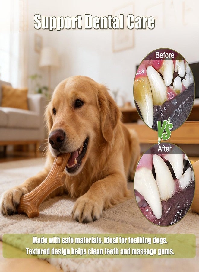 SCHITEC Large Dog Chew Toys for Aggressive Chewers, Durable Nylon + Wood Dog Chew Toy, Tough Dog Toy for Medium Large Dogs, Chicken Flavor Teething Chew Bone for 90-120lbs Dogs - Image 4