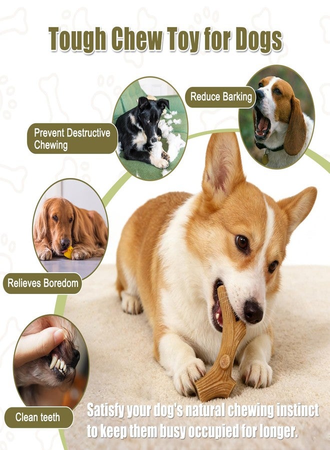 SCHITEC Large Dog Chew Toys for Aggressive Chewers, Durable Nylon + Wood Dog Chew Toy, Tough Dog Toy for Medium Large Dogs, Chicken Flavor Teething Chew Bone for 90-120lbs Dogs - Image 2