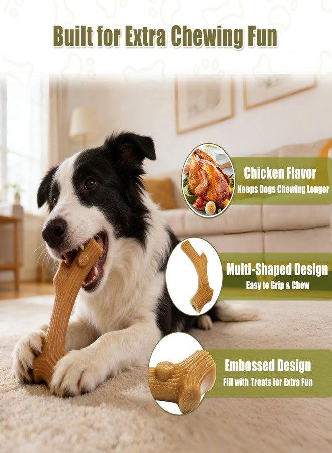 SCHITEC Large Dog Chew Toys for Aggressive Chewers, Durable Nylon + Wood Dog Chew Toy, Tough Dog Toy for Medium Large Dogs, Chicken Flavor Teething Chew Bone for 90-120lbs Dogs - Image 5