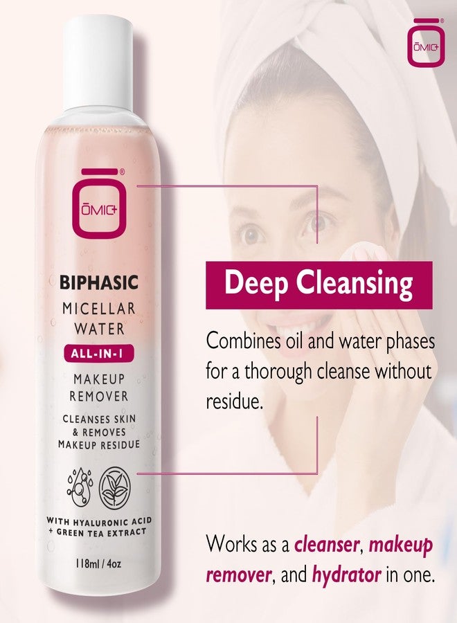 OMIC Biphasic Micellar Water - 4 oz / 118ml - All-in-1 Gentle Makeup Remover & Cleanser - Hydrating Facial Cleanser, Makeup Remover with Hyaluronic Acid and Green Tea Extract for All Skin Types - Image 4