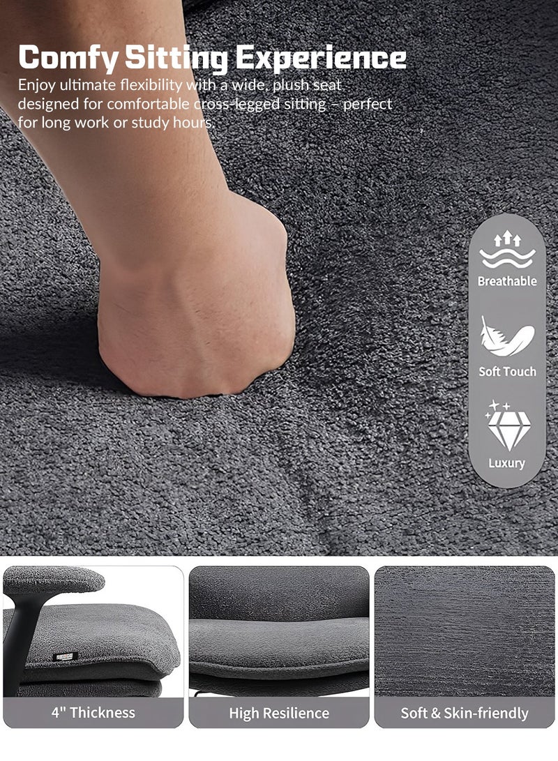 DROGO Criss Cross Legged Office Chair for Work at Home, Breathable Fabric, Flip up Armrest, Adjustable Height & Tilt Lock Recline Accent Chair for Long Hours Sitting Comfort | Swivel Computer Chair for Home Office Grey  - Image 5