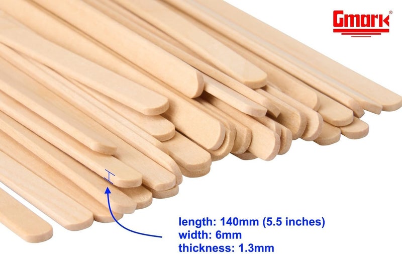 Gmark 5.5" Wood Coffee Stirrers (length 140mm, width 6mm, thick 1.3mm) 1000 ct - Natural Birch Wood Coffee Beverage Stirrers, Round End GM1014 - Image 2