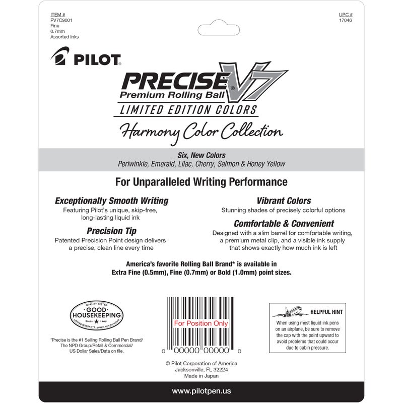 Pilot Precise V7 Capped Liquid Ink Rollerball Pens, Fine Point Ink Pens 0.7 mm, Colored Pens, Limited Edition Assorted Colors, Pack of 9 - Ideal for School, Journaling, & Office Writing - Image 3