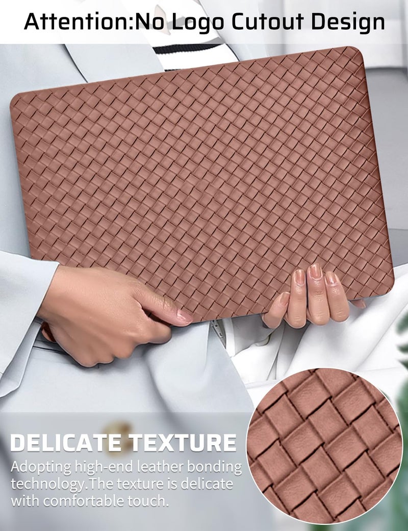 Seorsok Compatible with MacBook Air 13 Inch Case2022 2021 2020 2019 2018 Release A1932 A2179 M1 A2337 Touch ID,Elegant Plastic Hard Shell Case&Keyboard Cover,Brown Tartan PVC Leather No Logo Cutout - Image 2