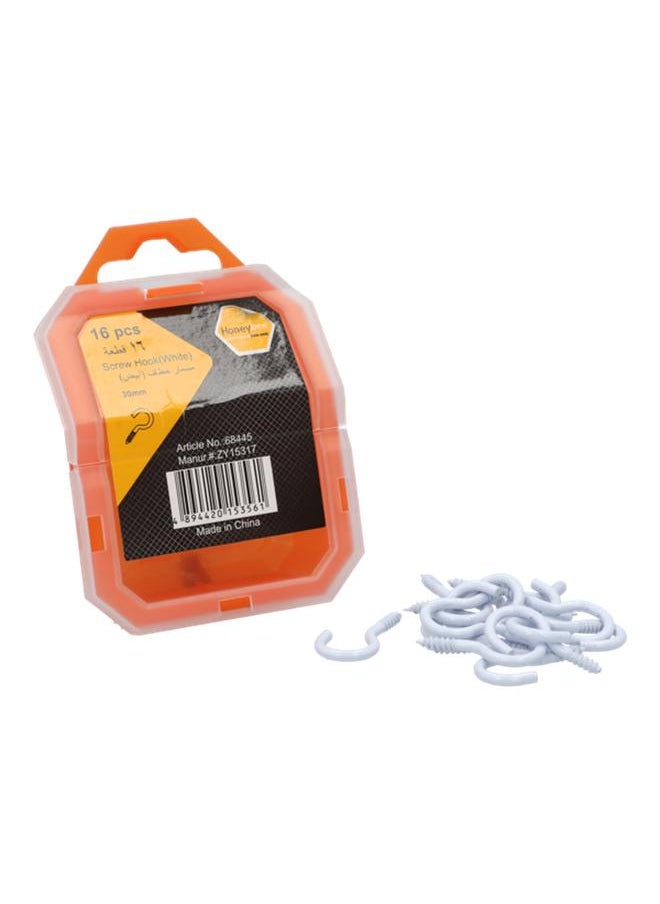 HONEY BEE 16-Piece Rust and Corrosion Resistant Screw Hooks White 30mm ZY15317  - Image 2